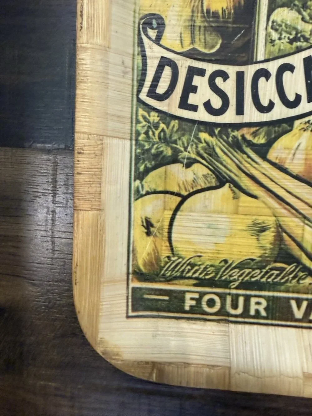 Vintage Edwards Desiccated Soup Advertising Ad Farmhouse Woven Bamboo Soup Tray